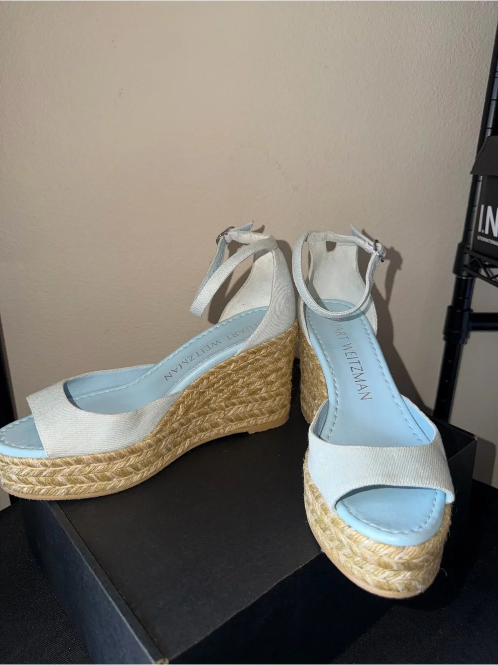 Stuart Weitzman “Nudistia” Canvas Espadrille Wedge Sandals $350 Retail! 😍